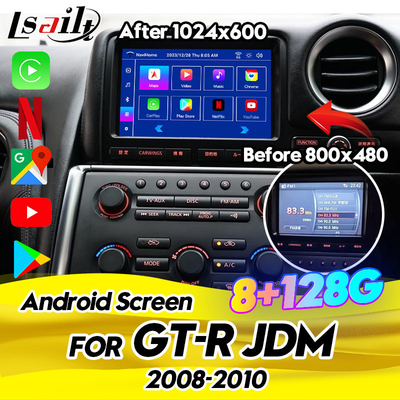 Ekran multimedialny samochodowy Nissan GT-R R35 2008-2010 Model JDM wyposażony w bezprzewodowy CarPlay, Android Auto, 8+128GB