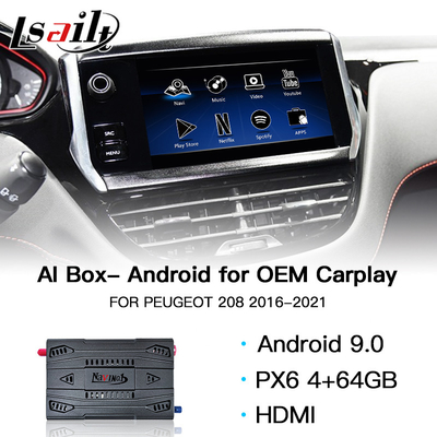 USB Carplay Car AI Box 4GB 64GB HDMI Android 9.0 do nawigacji GPS Peugeot 208