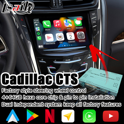 Bezprzewodowa skrzynka nawigacyjna carplay android auto Android 9.0 do skrzynki interfejsu wideo Cadillac CTS;
