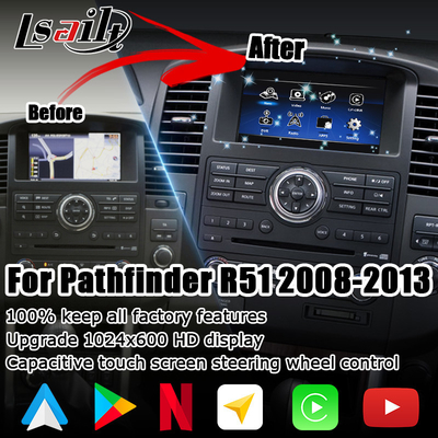 Nissan Pathfinder IT08 R51 aktualizacja ekranu HD bezprzewodowa automatyczna nawigacja carplay android