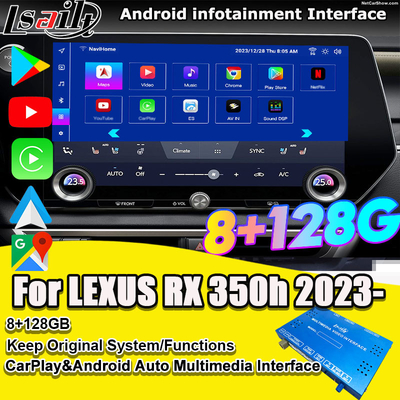 Android Multimedia Video Interface dla RX350h RX500H 2023-2024 NX LX GX ES Zawiera NetFlix, YouTube, slot do karty SIM