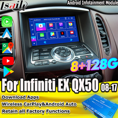 Lsailt 8G Android Infotainment Module dla Infiniti EX QX50 2008-2017 Wliczone bezprzewodowe CarPlay, YouTube, NetFlix