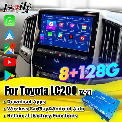 Android 13 Multimedia Video Interface for Land Cruiser LC200 VXR VX GXL Sahara V8 2013-2021 OEM Uaktualnienie ekranu z bezprzewodowym CarPlay,YouTube