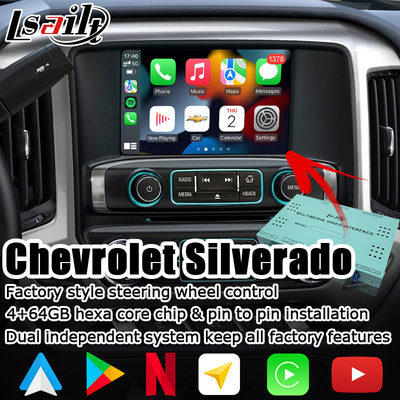 Android 9.0 4 + 64 GB Carplay android auto Box nawigacyjny interfejs wideo dla Chevroleta Silverado
