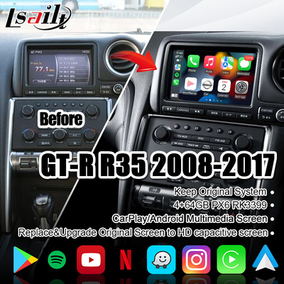 Samochodowy ekran multimedialny Lsailt dla GT-R GTR R35 z bezprzewodowym CarPlay 4 + 64 GB, wyświetlacz aktualizacji