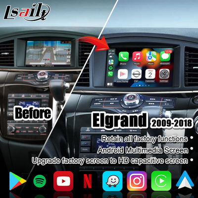 Bezprzewodowy samochodowy ekran multimedialny CarPlay dla Nissan Elgrand Patrol, Armada Infiniti QX z nawigacją GPS, Android Auto