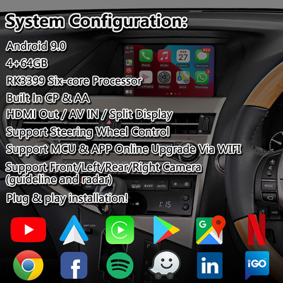 Interfejs wideo Lsailt Android Carplay dla Lexus RX270 RX350 RX450h RX sterowanie myszą 2012-2015