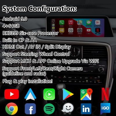 Lsailt Android Carplay Interface dla Lexus RX 450h 200T 350 450L 350L 300 F Sport 2016-2019