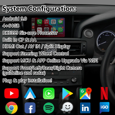 Lsailt Android System With Carplay Android Auto dla Lexus RC 350 300h 200t 300 AWD F Sport 2014-2018