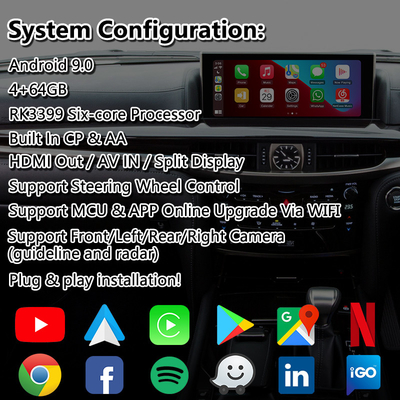 Multimedialny interfejs wideo Lsailt Android Carplay na lata 2016-2021 Lexus LX 570 LX570