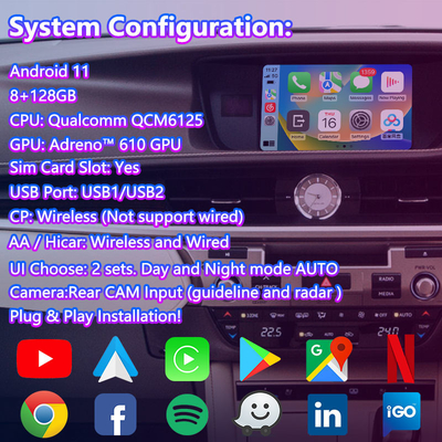 8+128GB Lsailt Android Nawigacja Interfejs wideo Do Lexus ES 350 300h 250 200 XV60 sterowanie myszą 2012-2018