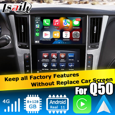 Interfejs GPS carplay, 8+128GB Android 11 interfejs skrzynki nawigacyjnej dla Infiniti Q50 / Q60