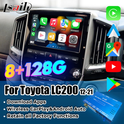 8+128GB Qualcomm Android Multimedia Video Interface dla Land Cruiser 2013-2021 LC200, VX_R, GX_R z bezprzewodowym CarPlay