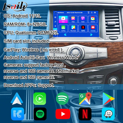 Lsailt 8+128G Android 13 Smart Infotainment Module dla Nissan Patrol Y62 2010-2020 Wliczone bezprzewodowe CarPlay, NetFlix