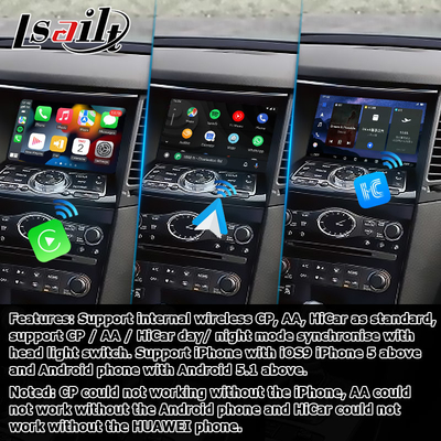 Android 13 Nawigacja Interfejs wideo samochodowy Wsparcie Waze / Youtube Dla Infiniti QX70 / FX50 FX35 FX37