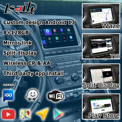 Android 13 8+128 Nawigacja bezprzewodowa carplay Android auto interfejs wideo dla Nissan GT-R GTR R35