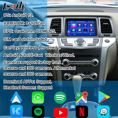 Interfejs multimedialny Lsailt 8G CarPlay/Android dla Nissan Murano, Quest, Patrol Infiniti QX z NetFlix, Google Map
