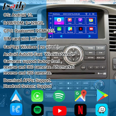 Lsailt Android 13 Inteligentny interfejs rozrywkowy dla Nissan Navara D40, Pathfinder R51 z bezprzewodowym CarPlay, NetFlix