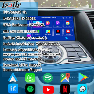 Nissan Multmedia Interface dla Teany J32 Murano Quest Patrol Android 13 Moduł rozrywki z NetFlix, YouTube