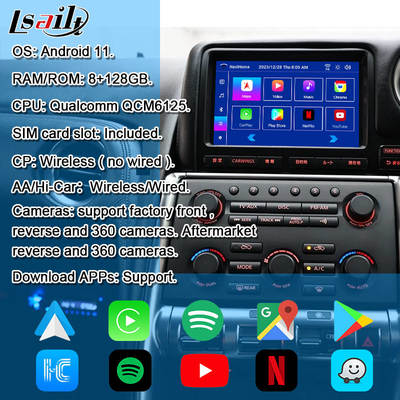 Wireless CarPlay Interface/Android Infotainment Module dla GT-R GTR R35 2008-2010 Model JDM Zawiera NetFlix, YouTbe