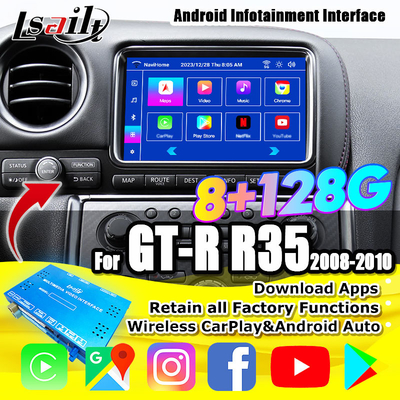 Wireless CarPlay Interface/Android Infotainment Module dla GT-R GTR R35 2008-2010 Model JDM Zawiera NetFlix, YouTbe