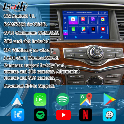 8G Android Infotainment Module dla Infiniti QX80 QX56 Nissan Patrol 20100-2021 Wireless CarPlay Interface, YouTube