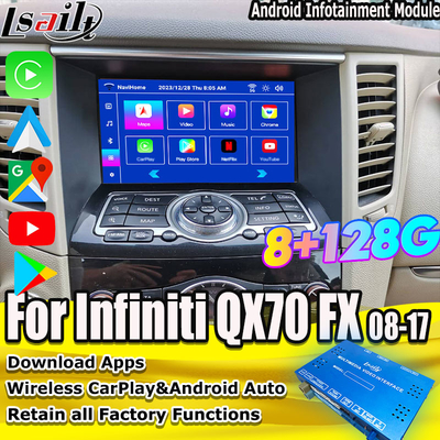 Lsailt 8G Android Multimedia Interface dla Infiniti QX70 FX35 FX37 2008-2017 Zintegrowany bezprzewodowy CarPlay, Android Auto