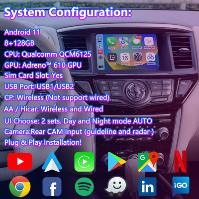 Interfejs wideo Lsailt Android dla Nissan Pathfinder R52 z bezprzewodowym Carplay Android Auto
