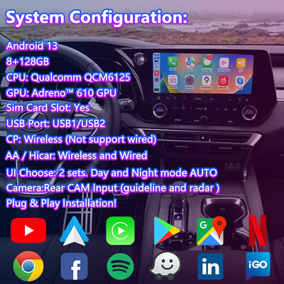 Android Carplay Multimedia Video Interface dla 2023-Obecny Lexus RX RX350 RX350h RX450h RX500h AL30