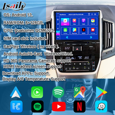 Android Multimedia Interface dla Land Cruiser GX_R 2018-2021 LC200 Wireless Apple CarPlay&Android Auto Retrofit Uaktualnienie