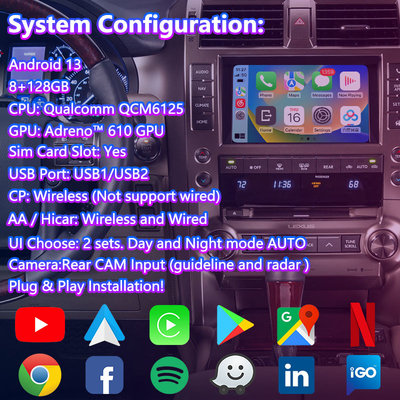 Lsailt Android Multimedia Video Interface dla 2013-2021 Lexus GX 460 GX460