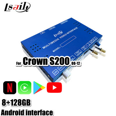 Interfejs multimedialny Android 13 dla Toyoty Crown S200 URS206 model 2008-2012. Moduł aktualizacji Android zawiera YouTube, NetFlix, Mapy Google.