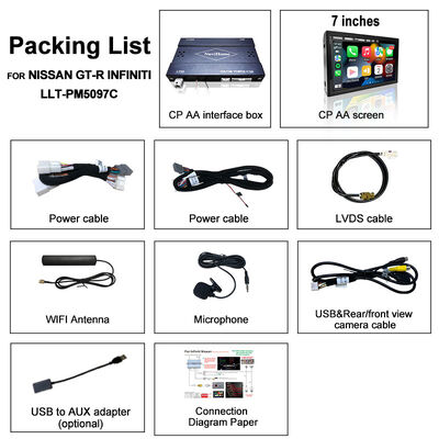 Lsailt 7 Inch Wireless Android Auto CarPlay Screen dla Infiniti G37 G25 G35 Skyline 370GT (V36) Q40 2007-2014 HD Touch Display