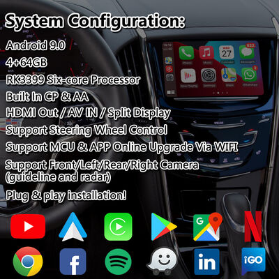 Lsailt Android Nawigacja Interfejs wideo dla 2014-2019 Cadillac ATS CUE System z Carplay