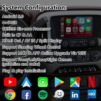 Interfejs multimedialny Chevrolet Silverado Android CarPlay z bezprzewodowym Android Auto