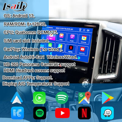 Android 13 Multimedia Video Interface for Land Cruiser LC200 VXR VX GXL Sahara V8 2013-2021 OEM Uaktualnienie ekranu z bezprzewodowym CarPlay,YouTube
