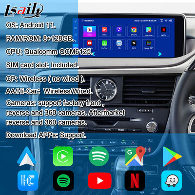 Moduł aktualizacji OEM Android do Lexus RX450h, RX350 RX270 2016-2021 Integracja bezprzewodowy CarPlay, Android Auto, YouTube, NetFlix