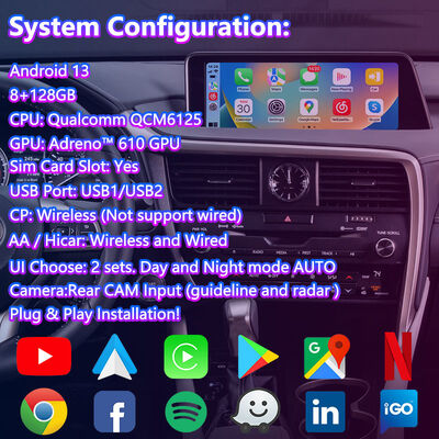 Lsailt Android Carplay Lexus Interfejs Wideo dla 2016-2019 RX 350 RX450h RX200t RX350L RX450L RX300 RX350