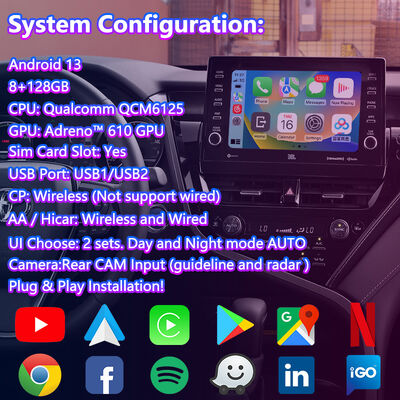 Interfejs nawigacyjny Lsailt Android Carplay do Toyota Camry Hybrid XSE XLE SL SE XV70 2021-2024