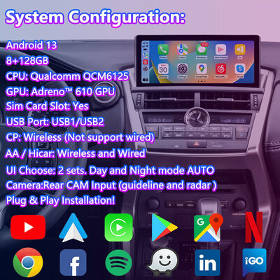 Lsailt Android Carplay Multimedia Interface Screen for 2014-2017 Lexus NX Knob NX200t NX300h