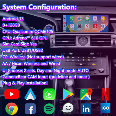 Lsailt 10,25 cali Android Carplay Multimedia Screen dla 2013-2020 Lexus IS Knob IS250 IS200t IS300 IS300h IS350