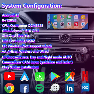 Lsailt Android Carplay Multimedia Screen dla 2012-2020 Lexus GS 200t GS300h GS250 GS350 GS450h GSF GS200t