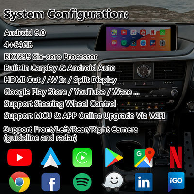 Lsailt 4 + 64GB Android multimedialny interfejs wideo dla Lexus RX 200t RX350 RX450H 2016-2019