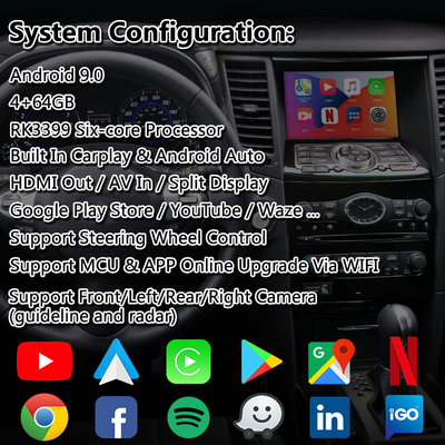 4 + 64 GB Bezprzewodowy interfejs Android Auto Android Carplay dla Infiniti QX70 QX50 QX60 Q70