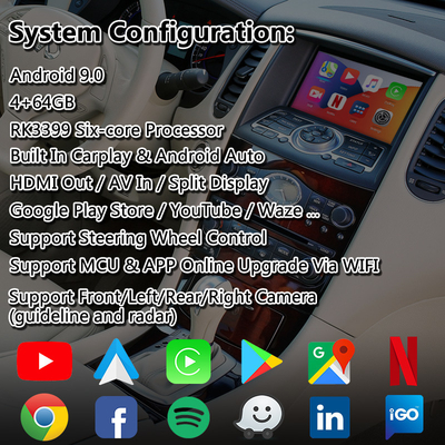 Multimedialny interfejs wideo Lsailt Android dla Infiniti EX35 z bezprzewodowym systemem Carplay android auto