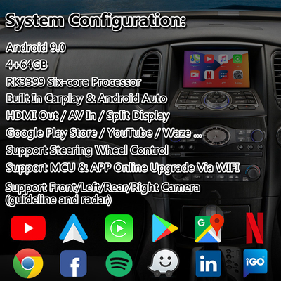 Interfejs Lsailt Android Carplay dla Infiniti EX30D EX35 EX37 z bezprzewodowym Android Auto