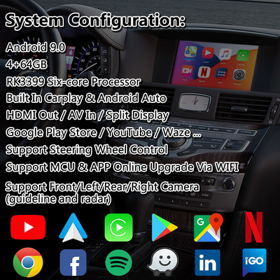 Interfejs multimedialny Lsailt Carplay Android dla Infiniti M37S M37 M35 M45 z NetFlix Yandex