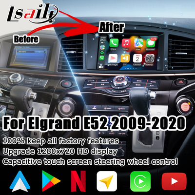 Nissan Elgrand E52 HD z wieloma dotykowymi palcami aktualizacja ekranu HD bezprzewodowa carplay android auto